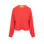 Bluza din amestec de bumbac cu model houndstooth