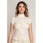 Bluza de dantela cu decupaj pe spate