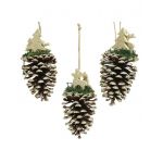 Decoratiune pentru brad - Pinecone Plywood Gold Glitter Deer | Kaemingk