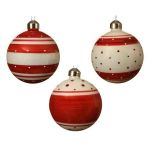 Glob - Glass Stripes and Dots - Christmas Red - mai multe modele | Kaemingk