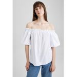 Bluza de bumbac cu decupaje pe umeri