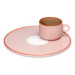 Set ceașcă cu farfurie din gresie Remember Greta, 250 ml, roz