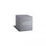 Ceas deșteptător cu LED Gingko Cube Click Clock, gri - alb