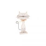Decorațiune din lemn în formă de pisică Dakls Cats, înălțime 18 cm, alb