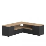 Comodă TV negru-natural cu aspect de lemn de stejar 130x46 cm Angle – TemaHome