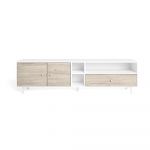 Comodă TV alb/natural cu aspect de lemn de stejar 180x47 cm Roald – Marckeric