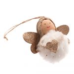 Decorațiune de agățat din material textil Dakls Angel, 9 cm, alb