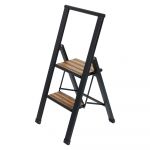Scară pliabilă cu înveliș antiderapant din aluminiu Wenko Stepladder II, negru