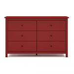 Comodă roșie joasă din lemn de pin 130x80 cm Misti – Marckeric