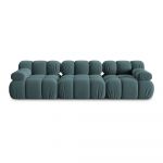 Canapea albastru petrol cu tapițerie din catifea 282 cm Bellis – Micadoni Home
