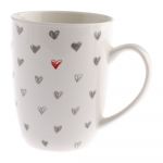 Cană din ceramică cu inimioare gri Dakls, 340 ml