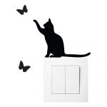 Autocolant pentru întrerupător Ambiance Cat, negru
