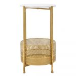 Măsuță auxiliară rotundă cu blat cu aspect de marmură ø 35 cm Basket – Mauro Ferretti