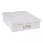 Cutie de depozitare cu etichetă pentru documente Bigso Box of Sweden Oskar, format A4, alb