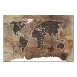 Avizier cu harta lumii Bimago Wooden Mosaic, 120 x 80 cm