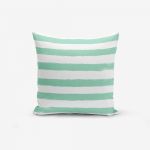 Față de pernă cu amestec din bumbac Minimalist Cushion Covers Su Green Striped Modern, 45 x 45 cm