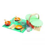 Coș picnic cu accesorii din lemn pentru copii Djeco