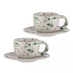 Cești pentru espresso din gresie alb-verde 2 buc. 100 ml Carnival – Ladelle