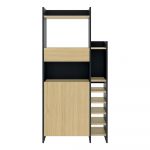 Dulap vinotecă negru-natural cu aspect de lemn de stejar număr sticle 12, 77x161 cm Kitchy – TemaHome