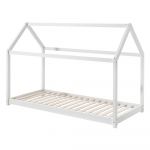 Pat în formă de casă pentru copii Vipack Cabane, 90 x 200 cm, alb