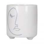 Ghiveci alb din ceramică Kitchen Craft Abstract Face
