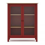 Vitrină roșu/natural din lemn de pin 90x110 cm Misti – Marckeric