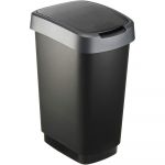 Coș de gunoi din plastic reciclat, argintiu-negru 25 l Twist - Rotho