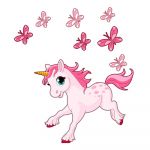 Autocolant de perete Ambiance Unicorn and Papillons