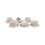 Set 6 cești din porțelan cu farfurioare Kutahya Elegance, 150 ml