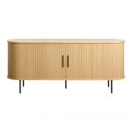 Comodă joasă cu aspect de lemn de stejar cu ușă glisantă 76x180 cm Nola – Unique Furniture
