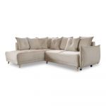 Colțar bej extensibil cu tapițerie din catifea reiată (colț stânga) Lazy Lukka – Miuform