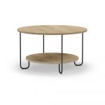 Măsuță de cafea în culoare naturală rotundă cu blat cu aspect de lemn de stejar ø 80 cm Tonka – Marckeric