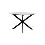Masă de dining neagră-albă rotundă cu blat cu aspect de marmură ø 120 cm Tomochi – Light & Living
