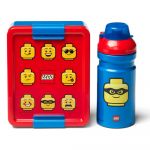 Set caserolă pentru gustări și sticlă LEGO® Iconic, roșu-albastru