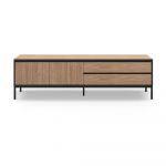 Masă TV în culoare naturală cu aspect de lemn de stejar 180x55 cm Lorenza – Marckeric