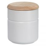 Recipient din porțelan cu capac din lemn Maxwell & Williams Tint 600 ml, alb