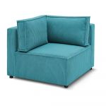 Modul pentru canapea albastru cu tapițerie din catifea reiată (cu colț variabil) Nihad modular – Bobochic Paris