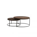 Set 2 măsuțe de cafea maro cu blat din piele ø 79 cm Jairo – Light & Living