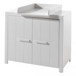 Comodă de copii albă joasă din lemn masiv de pin cu masă de înfășat 100x96 cm ERIK – Vipack