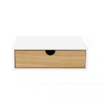 Noptieră alb/în culoare naturală cu aspect de lemn de stejar Farsta – Woodman