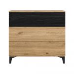 Comodă negru/natural joasă cu aspect de lemn de stejar 80x74 cm Kronos – Marckeric
