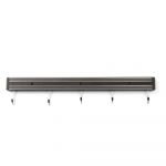 Bară magnetică pentru cuțite cu 5 cârlige Hendi, lungime 47 cm, negru