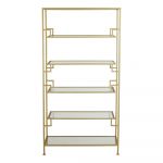 Etajeră aurie din sticlă 90x174 cm Sutera – Light & Living