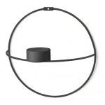 Set 2 sfeșnice de perete Circle, ø 21 cm, negru
