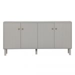 Comodă gri deschis joasă din lemn de pin 160x78 cm Madu – WOOOD