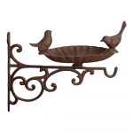 Agățătoare din fontă cu vas pentru hrănit păsări Esschert Design, lungime 28,1 cm