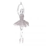 Decorațiune de agățat pentru bradul de Crăciun Dakls Ballerina, înălțime 17 cm, argintiu