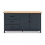Comodă albastru-închis din lemn masiv de pin 150x80 cm Miranda – Marckeric