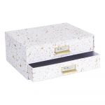 Cutie cu 2 sertare Bigso Box of Sweden Birger, auriu-alb
