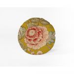 Pernă galbenă Velvet Atelier Japanese Flowers, ø 40 cm